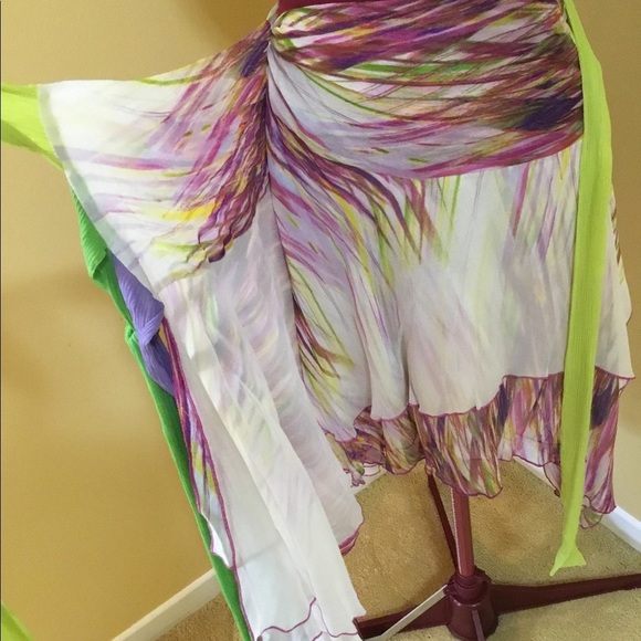 Diane Von Furstenberg Handkerchief Style wrap skirt  with coloured sashes NWT 🔴 - Picture 6 of 13